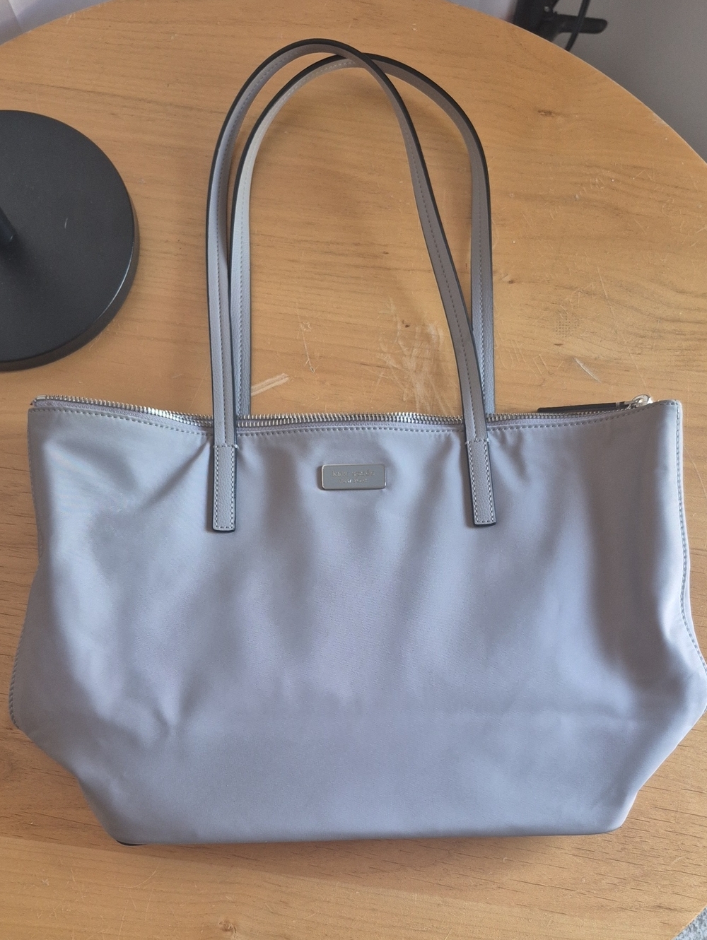 kate spade Light Gray Nylon Tote with Double Top Handles